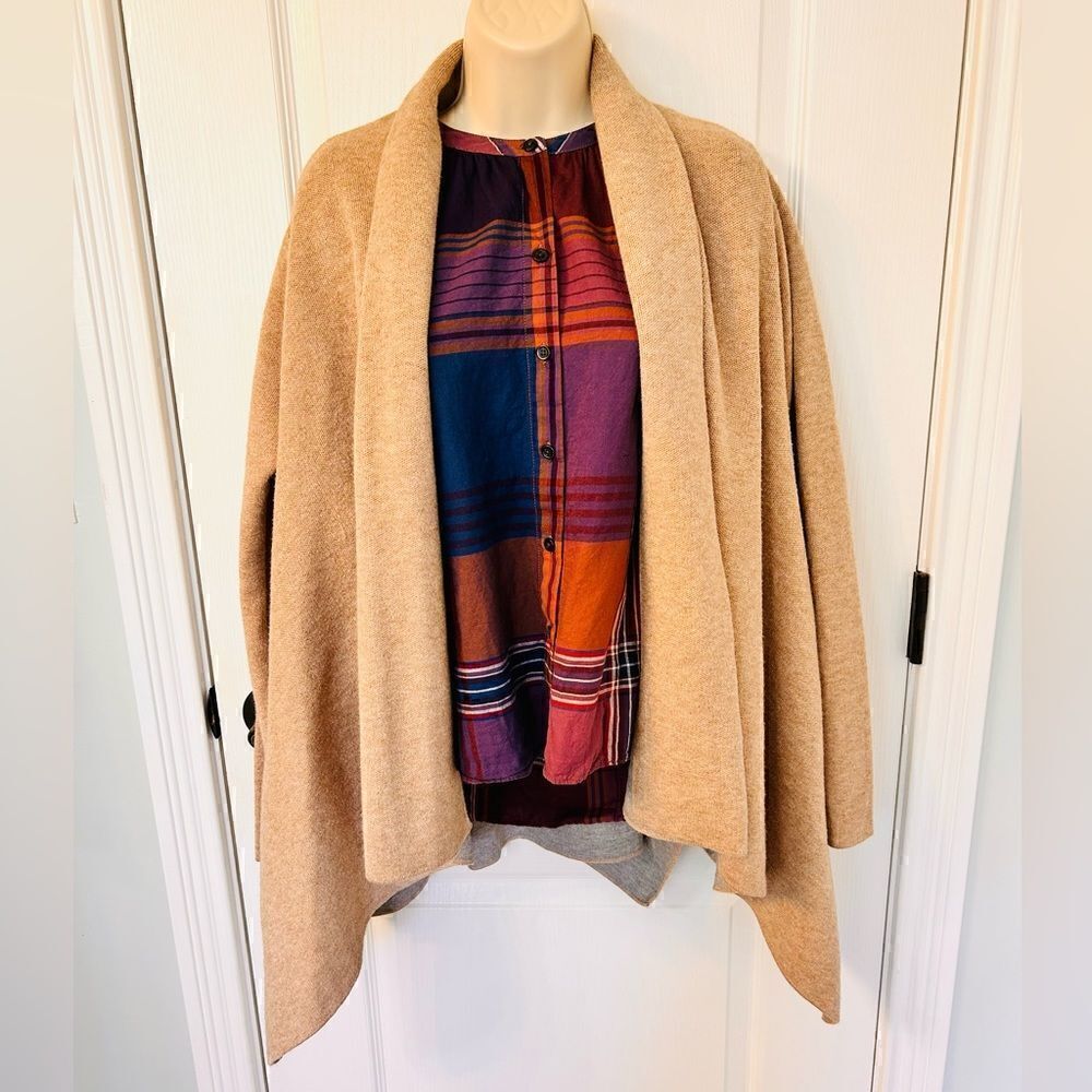 ZARA KNIT Unique Cozy Tan & Grey Cardigan Sweater! 🔥
